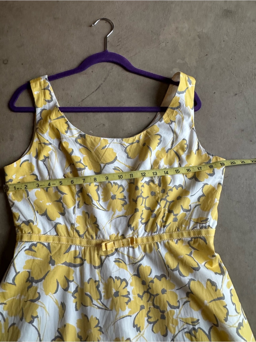 Isadora Collection Yellow Floral Fit-and-Flare Tank Sun Dress with Bow 12 - Picture 10 of 12